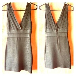 Black and shimmer body con dress.